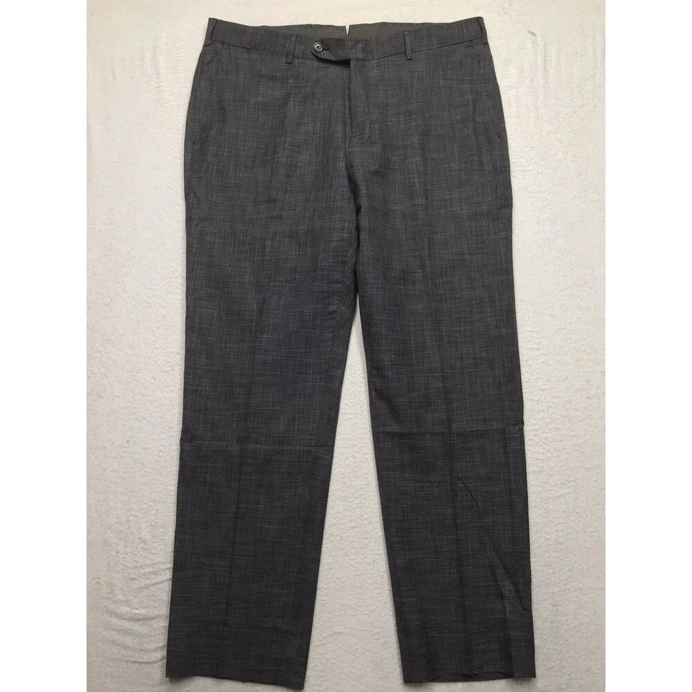 ERMENEGILDO ZEGNA Milano Dress Pants Men 56R (36x30) Gray Wool Silk Suit Trouser